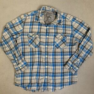 Slade Wilder Shirt Men's Size X-Large Blue Gray 100% Cotton Plaid Button Up